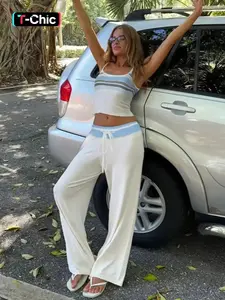 Women's Knit Top & Pants Set, Casual Fashion Cozy Two-piece Set for Daily Outdoor Wear, Women's Knitwear for Summer, Clothes, Womenswear