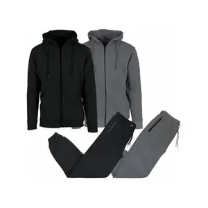 Men's 2-Pack Full Zip Hoodie & Jogger 2 Piece Sports Set??The size is small, it is recommended to buy a size up??
