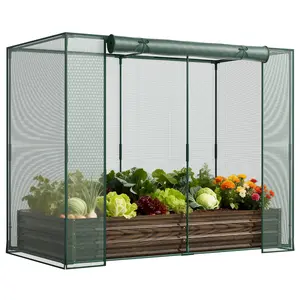 Lilypelle Portable Greenhouse Cover w/Raised Garden Bed, 71"L x 35.4"W x 59"H / 82.7"L x 43.3"W x 59"H Metal Planter, Bottomless Box, 2 Roll-Up Windows, Frost & Insect Protection