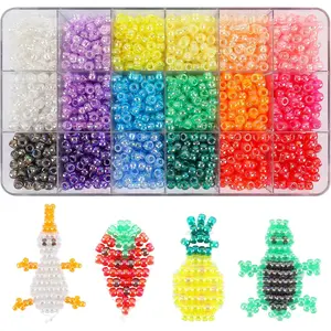 2600+pcs Pony Beads Kit Transparent AB Color Rainbow Plastic Bead Multicolor Pony Beads Bulk Elastic String, Hair Bead for Braids DIY Crafts  Making Kit for Bracelets Necklaces