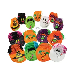 7 1/4" x 8 1/2" Bulk 720 Pc. Grinning Halloween Plastic Drawstring Bags
