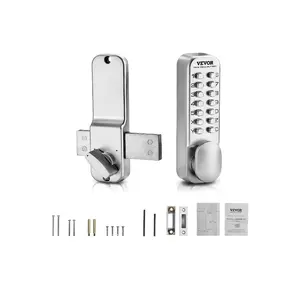 fathersdaygift VEVOR Mechanical Keyless Entry Door Lock, 14 Key Mechanical Door Lock, Mechanical Keypad Door Lock with Adjustable Thumb Knob, Single-Side Zinc Alloy Waterproof Keyless Gate Lock, for Home Office