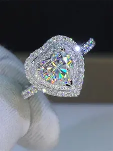 1 PC Fashion Heart Cubic Zirconia Ring For Women For Wedding Engagement Anniversary Party Jewelry Mother's Day Gift