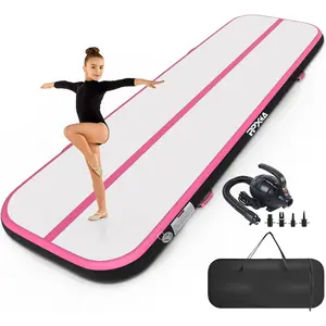 PPXIA Inflatable Gymnastics Air Roller Tumbling Barrel Mat with Pump for Home Training, Back Handspring, Cheerleading & Yoga
