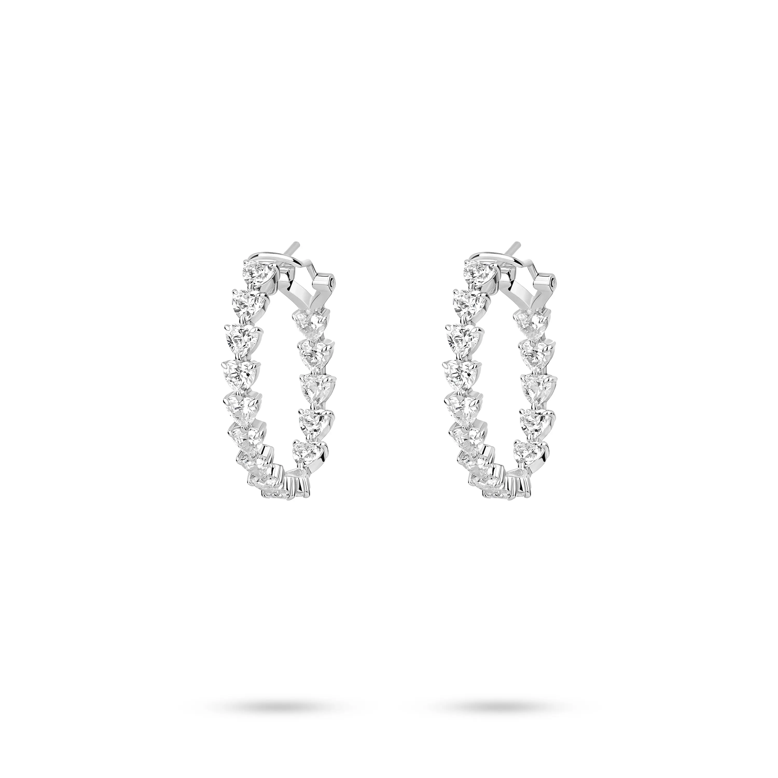 VAMERAY #3153 7.5 Carat In Each Heart Cut Continuous Prong-Set Hoop Earrings