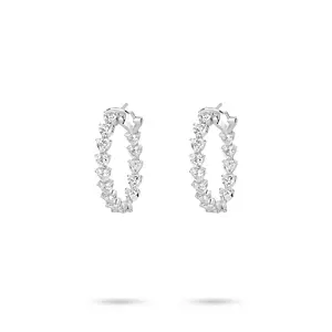 VAMERAY #3153 7.5 Carat In Each Heart Cut Continuous Prong-Set Hoop Earrings