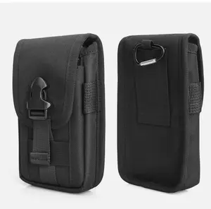 Belt Pouch for Men, Multi-Purpose Tactical Cell Phone Case, Dual Phone Case for Two Phones, Belt Loop Pouch Holster Men’s Waist Pocket for Work, Hiking, Camping, Barbecue, Rescue-Black