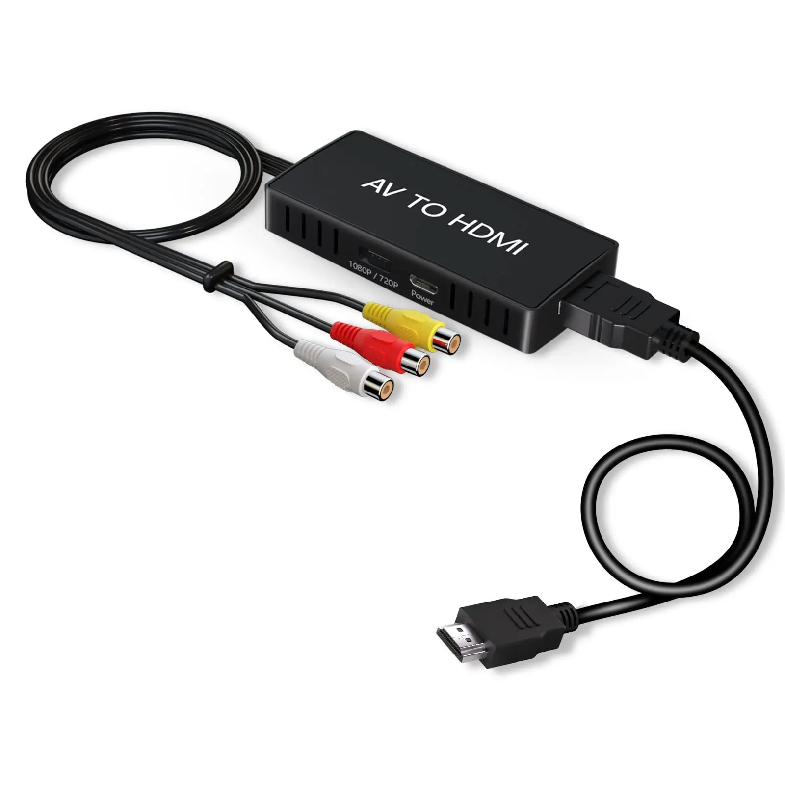 Rca To Hdmi Converter  Av 1080p Mini Composite Adapter Support Pal/ntsc For Pc Laptop Tv Wii Ps1 Ps2 Ps3 Stb Vhs Vcr Blue-ray Dvd Players