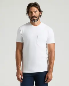 True Classic Men's Heavyweight Pocket Crew – Premium Thick Cotton Blend, Durable Workwear Style, Reinforced Chest Pocket, Structured Fit