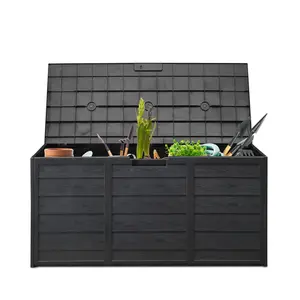 75Gal Wood-Look Outdoor Storage Box – Wheels, Lockable & Tool-Free Assembly