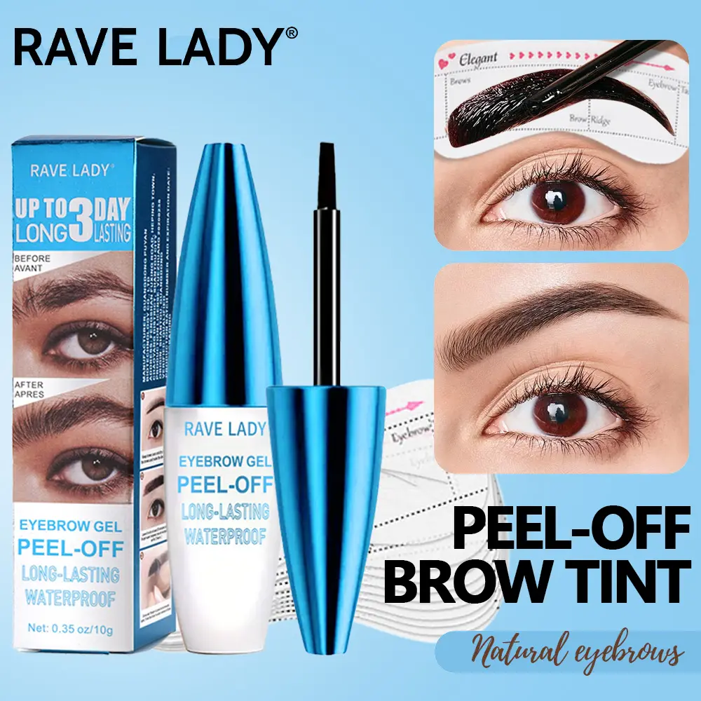 RAVE LADY Easy Peel-Off Tint Eyebrow Gel - Waterproof, Sweatproof, Film-Forming, Medium Coverage Cosmetic for All Skin Types, Spring Glow Up Eyebrow Makeup Product