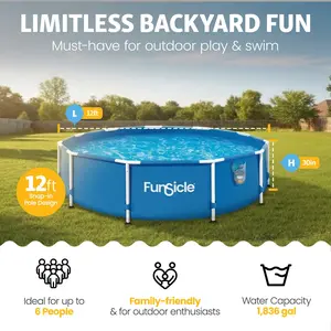 Funsicle 12' x 30" Outdoor Activity Round Frame Above Ground Swimming Pool Set