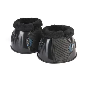 Shires ARMA Fleece PVC Bell Boot Durable Over Reach Boots with Fur Trimmed Tops & Flexible Material for Schooling Exercise or Turnout