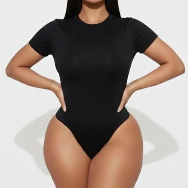 Basic Short-Sleeve Crew Neck Bodysuit