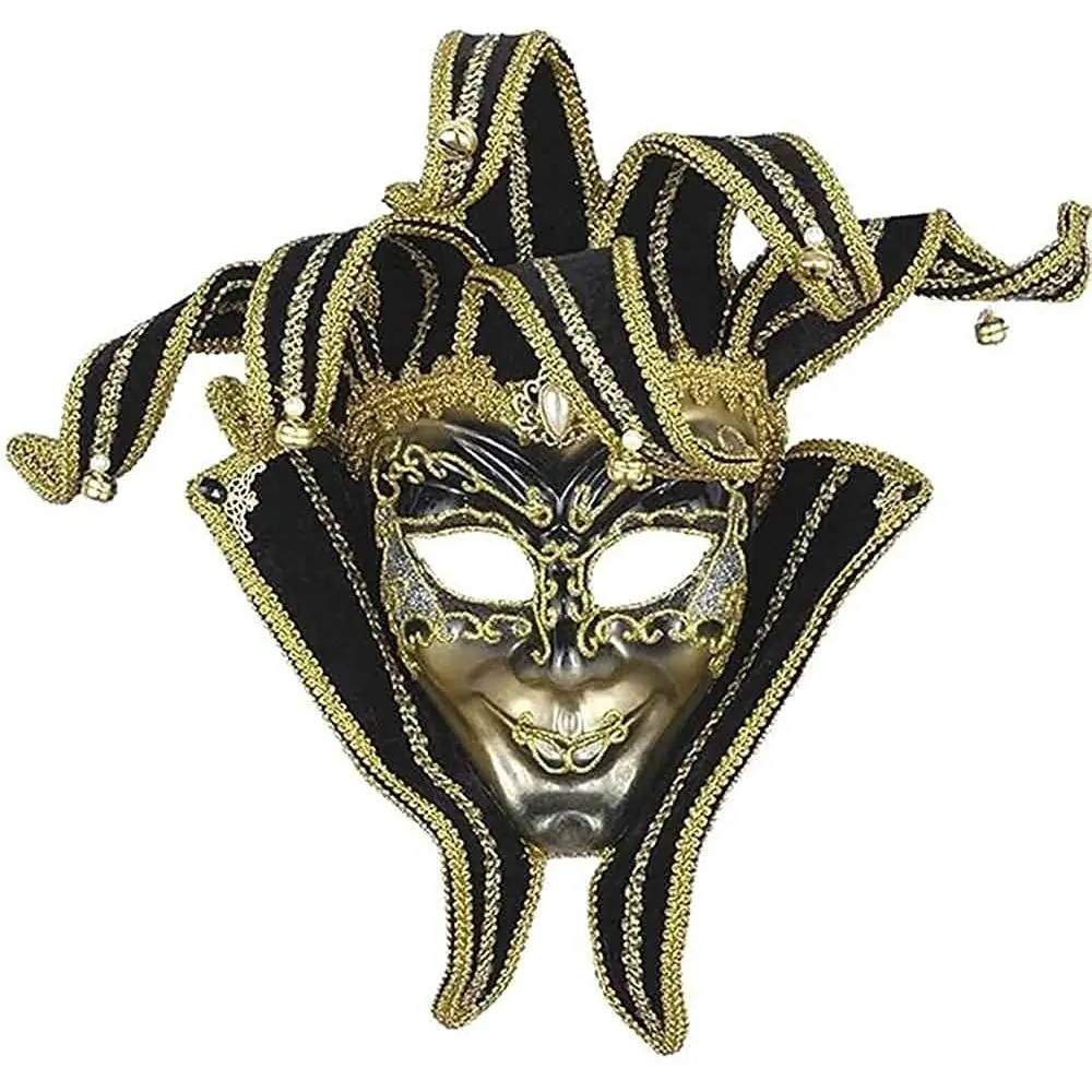 Forum Novelties Men's Venetian Style Jester Mask, Gold/Black, One Size Accessories Gift Star Pet Halloween