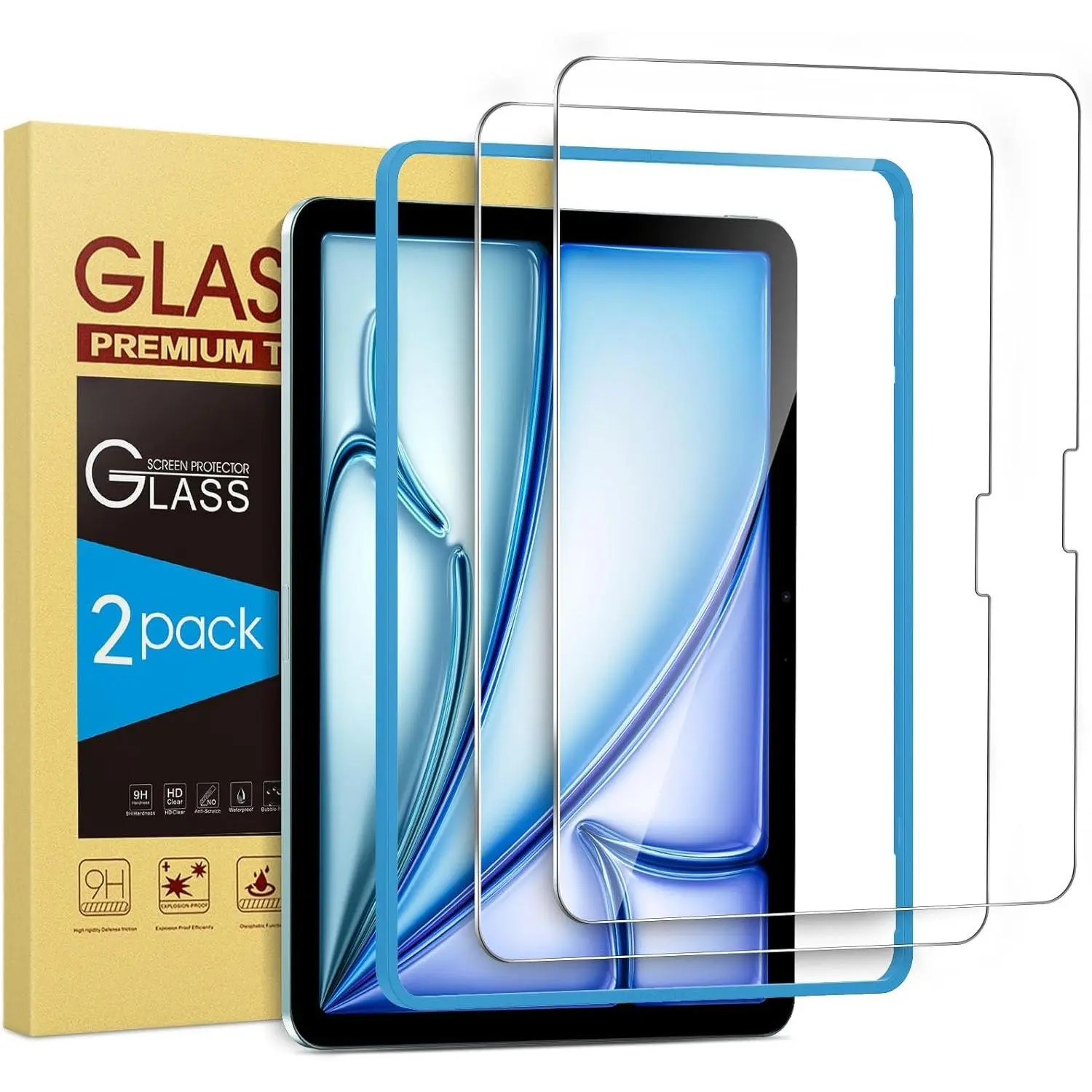 2 Pack Screen Protector for iPad Air 11-inch M3 2025 & M2 2024, (iPad Air 7th/6th Generation), Tempered Glass- Pencil Pro & Case Compatible, Anti-,