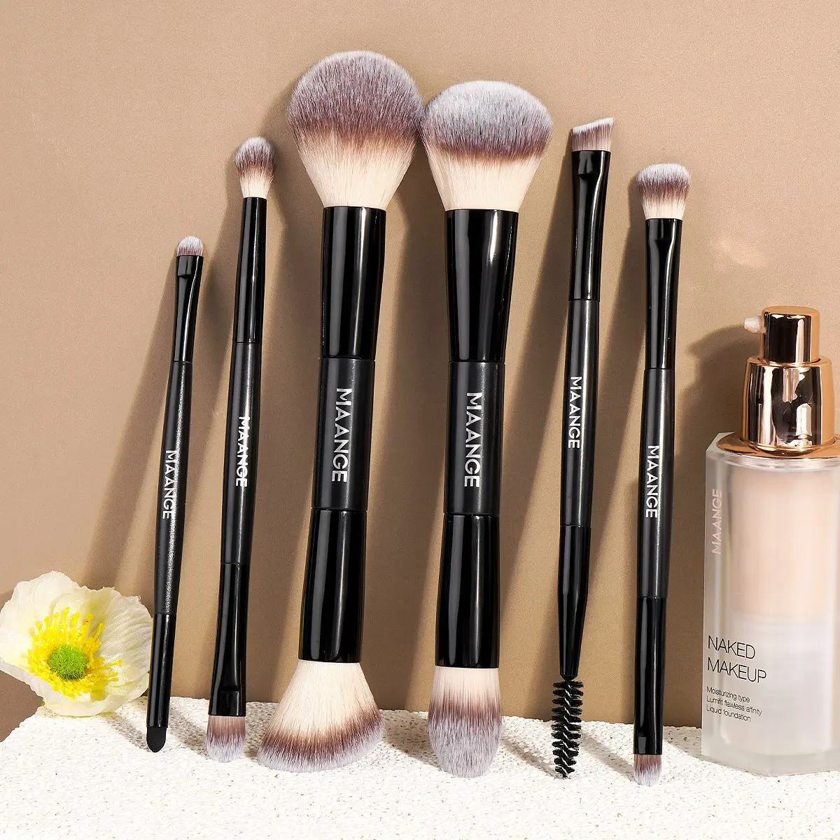 Maange 6-Piece Makeup Brush Set, Foundation Brush, Blush Brush, Loose Powder Brush, Eyeshadow Brush, Mascara Brush, Concealer Brush, Beginner Friendly, Cosmetic Brush Set, Makeup Brushes Set