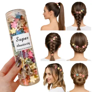 100pcs Mini Hair Clip Set, Cute Plastic Flower Design Hair Accessories, Solid Color Braided Hair Clips, Suitable for Teenagers, Cute Hair Clips