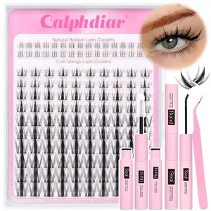 Fairy Lash Clusters Kit 8-16mm Manga Eyelash Clusters with 5-6mm Bottom Lashes C-curly Lash Extension Kit Spiky Anime Individual Lashes DIY Cluster Eyelash Extensions Kit Natural Thin Band Lash Kit