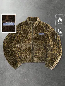 Men's Leopard Texture Jacket and Coat, Fall Winter Street Style American Design, Casual Outdoor Workwear, Durable and Fashionable