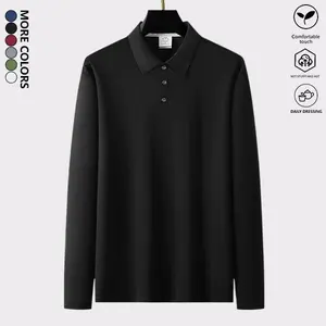 More Colors Men's Long-Sleeve Polo Shirt Simple Solid Color Everyday Workwear Comfortable Breathable Business Style Turn-Down Collar T-Shirt Suitable for Home Wear & Outdoor Activities in Spring Autumn