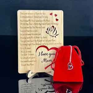 To The World You Are A Mother Necklace With Wooden Bamboo Plaque Set