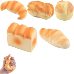 5 Pcs Bread Squishies Artificial Fake Toast Bread,  Squish Toys Scented Soft Slow Rising Toy Food Pretend Play Prop Kitchen Kids  Mini Bread Stress Relief Set