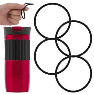 4 pcs Replacement Rubber Lid Seals for 16 & 20 oz Contigo Snapseal Byron Travel Mugs, Leak-Proof Rubber Seals Lid Gaskets (Black)