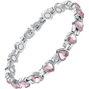 DearLuniva B Magnetic Bracelets for Women, Titanium Steel Magnetic Bracelet with Neodymium Magnets & Sparkling Crystals, Jewelry Valentine’s Day Gift