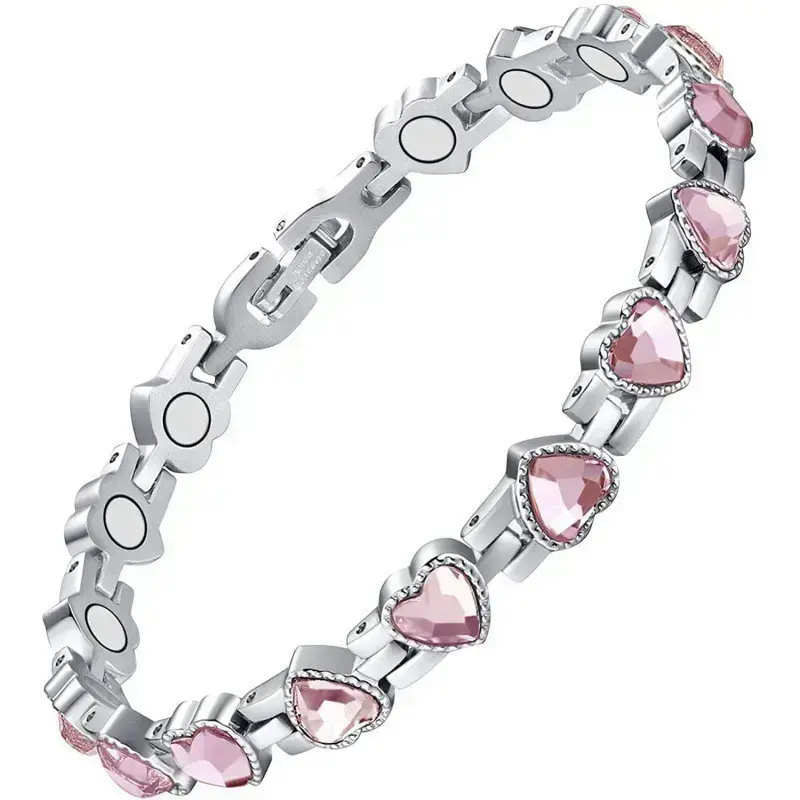 DearLuniva B Magnetic Bracelets for Women, Titanium Steel Magnetic Bracelet with Neodymium Magnets & Sparkling Crystals, Jewelry Valentine’s Day Gift