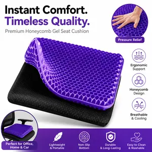 Cooling Gel Seat Cushion for Office Chair – Large Thick Honeycomb Cushion for Long Sitting, Soft Breathable Support for Car, Wheelchair & Desk Chair, Relieves Hip, Tailbone & Back Pressure