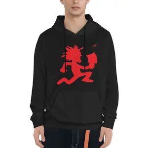 ICP Print Hoodie, Casual Polyester Knit Fabric Pullover, Loose Fit, with Kangaroo Pocket