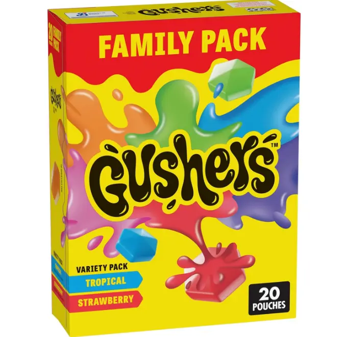 Gushers Fruit Flavored Snacks, Tropical and Strawberry Flavors, Family Pack, 20 Ct, 16 oz