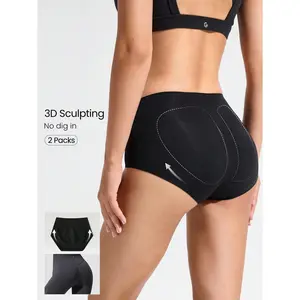 GLOWMODE 2 Pack Sweat-Wicking Modal Gusset Butt-Lifting High-Rise Waist Briefs Underwear Daily Casual Wear