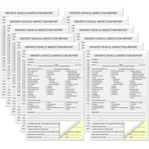 600 Sets Detailed Driver Daily  Inspection Report Book/Forms, 2 Part Carbonless, 5.5 x 8.5 Inch Daily Pre-Trip Checklist Log for  Drivers (50 Sets Each Book, 12 Books)