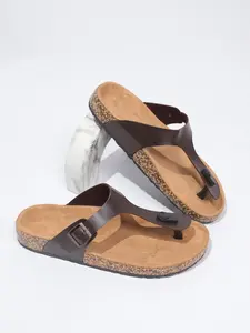 Men's Summer New Cork Sole Sandals, Vintage Adjustable Buckle Design, Anti-Slip Wear-Resistant Boonie Style Flip Flops Footwear