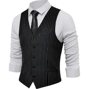 Men's Formal Suit Vest Slim Fit Waistcoat Business Vest for Suit Tuxedo
