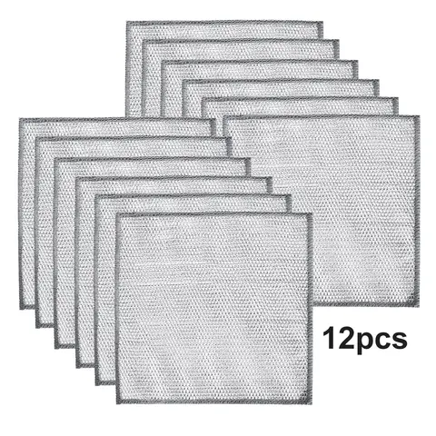 12 PCS Multipurpose Wire Dishwashing Reusble Dishwashing Rag Scrubs and Cleans for Kitchen Dishes Sinks Stove Tops Non-Stick Cookware