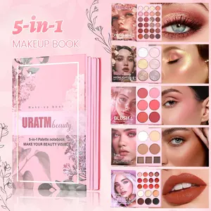 5 Pages Makeup Magic Book, Includes 24 Eye Shadow, 6 Highlight Colors, 6 Powder Blushers, 7 Facial Powder, 18 Lip Glaze Concealer, Makeup Palette Set, Cosmetic Makeup Set