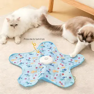 Hide and Seek Cat Toys, in-The-Cover Unpredicatable Moving Feather, Interactive Kitten Wand Toy, Automatic Chargeable Cat Toy, Indoor Exercise Kicker for All Breeds, Floral Cover