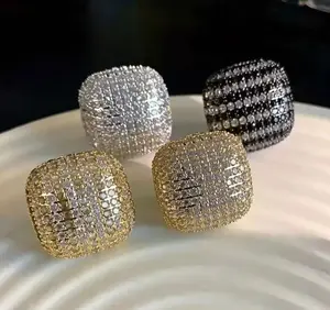 Women’s Pavé Cubic Zirconia Square Stud Earrings, 925 Sterling Silver Posts, Sparkling Cushion Statement Earrings, 5 Color Options, Jewelry Gift for Her