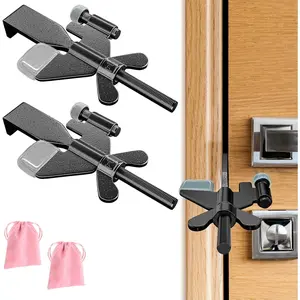 2 Pack Adjustable Portable Door Lock, Hotel Door Locks for Travelers ,  Unauthorized Entry, Door Stoppers  for Travel Bedrooms Apartment Airbnb Dorm, with  Caps