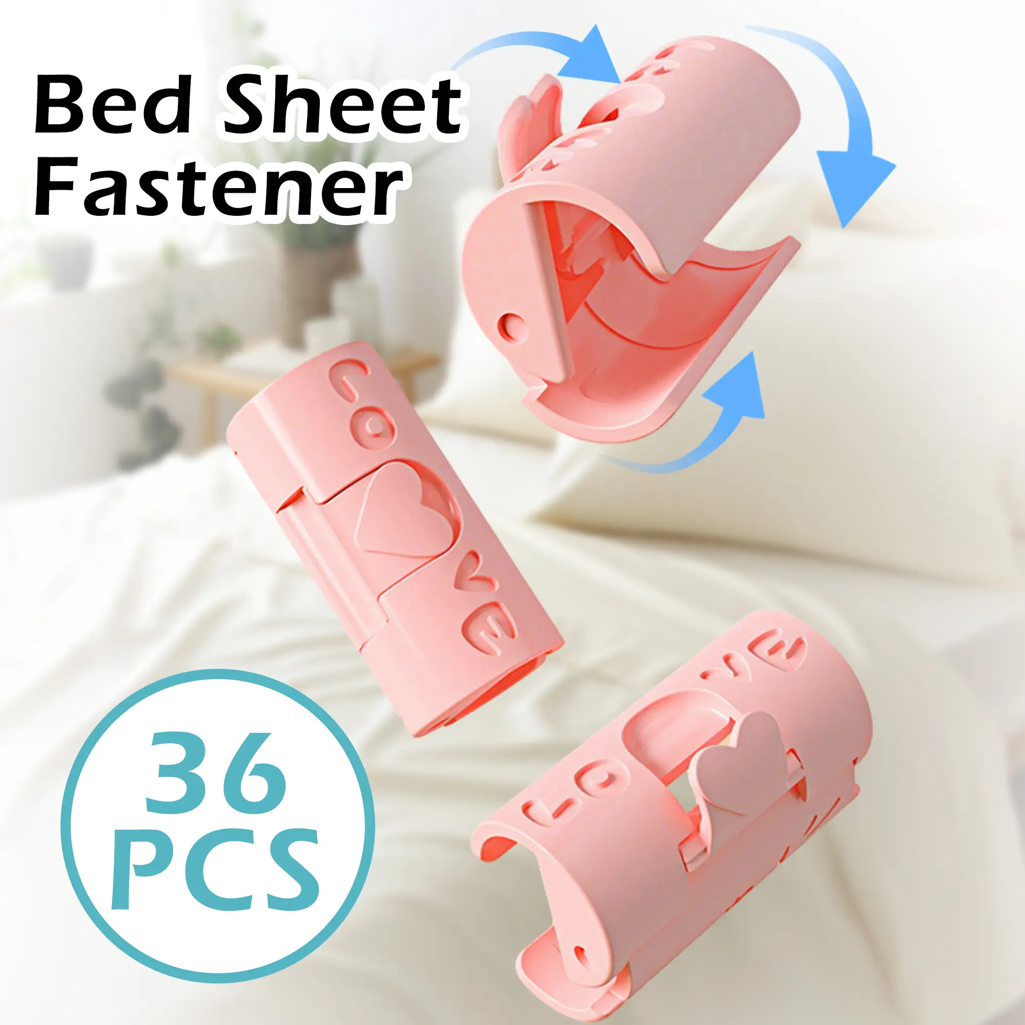 36 Counts Anti-Slip Sheet Clips for Beds – Two-Speed Adjustable Prevent Slip Fall Out – Random Color Pack