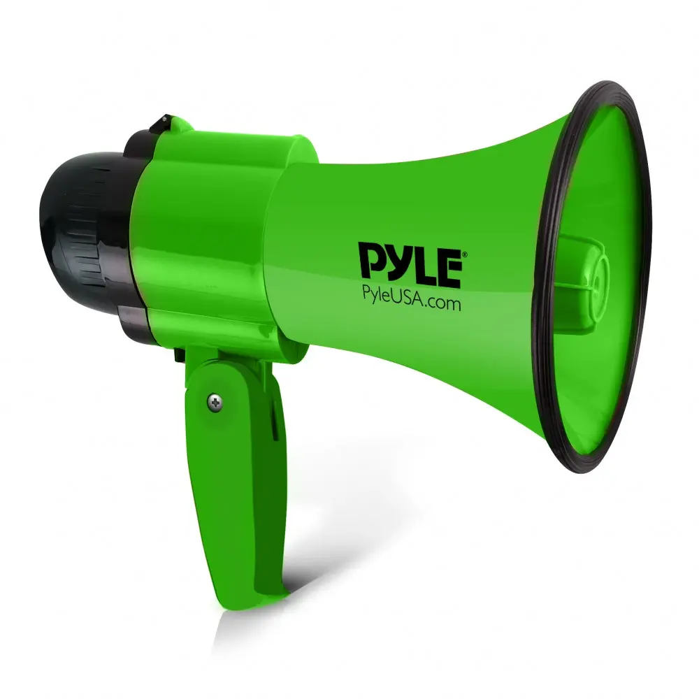 Compact 30W Megaphone with Siren & Foldable Handle - Green | 800 Yard Range Loudspeaker with Adjustable Volume Control - Mini Portable Megaphone Speaker for Coach, Emergency Announcement, Commercial & Outdoor Use