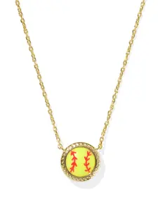 New Sports Series Softball Necklace for Fashionable, Trendy Round Pendant Jewelry, Unique Statement Accessories, Copper Necklace