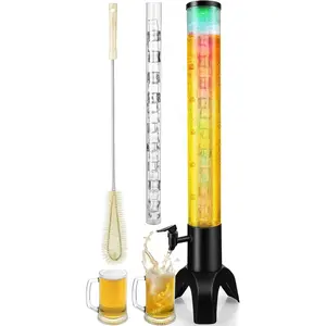 Mimosa Tower, 100oz/3L Drink Tower Dispenser with Ice Tube and LED Light, Tabletop Beer Dispenser (1pc)
