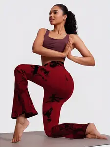 Women's Sporty Tie-Dye Flare Pants, High-Waisted Yoga Leggings, Gym Workout Leggings, Tight-Fitting Casual Sweatpants, Gym Fitness Leggings, Activewear Bottoms, Athleisure Pants for Fall & Winter