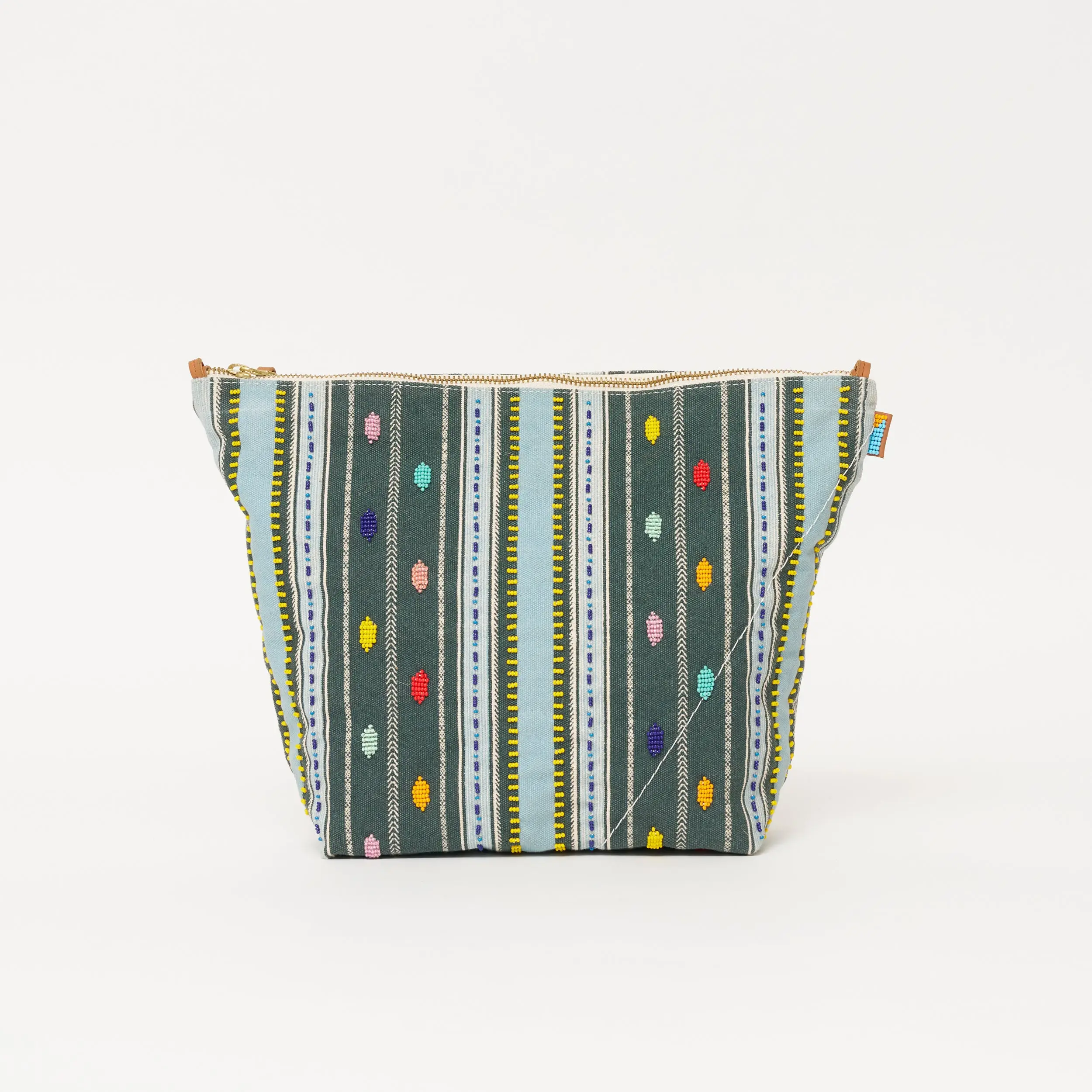 Jumbo Convertible Pouch - Beaded Bisa Stripe