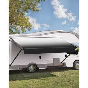 fathersdaygift  VEVOR Manual RV Awning Complete Kit, 20' Retractable Awning with Aluminum Alloy Frame, Outdoor Trailer Awning, Fit for Most RVs(Black Fade)