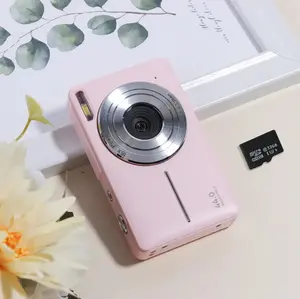 Portable Pocket Vlogging Camera with 32GB SD Card & Wrist Strap, Self Timer, Anti-Shake, 16X Digital Zoom, FHD 1080P Point & Shoot Camera for Daily Photography, Perfect Holiday Gift 【Light Pink】